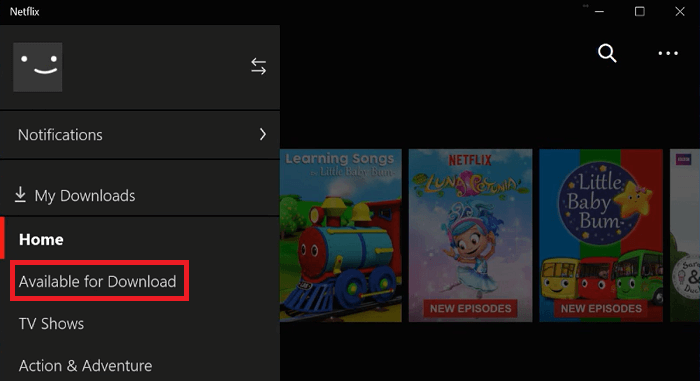 Available for Download on Windows Netflix App