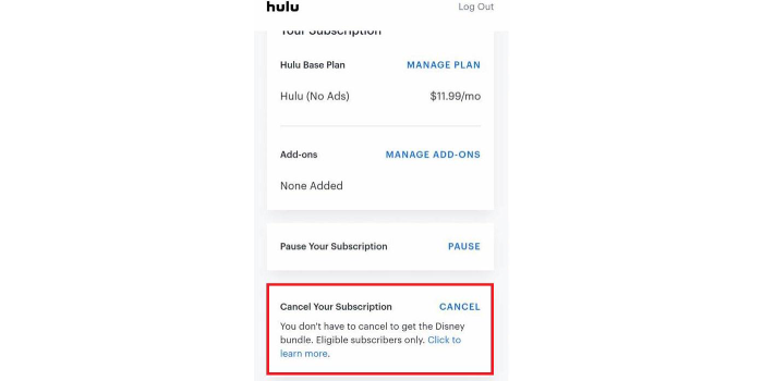 Cancel Hulu Subscription on Android