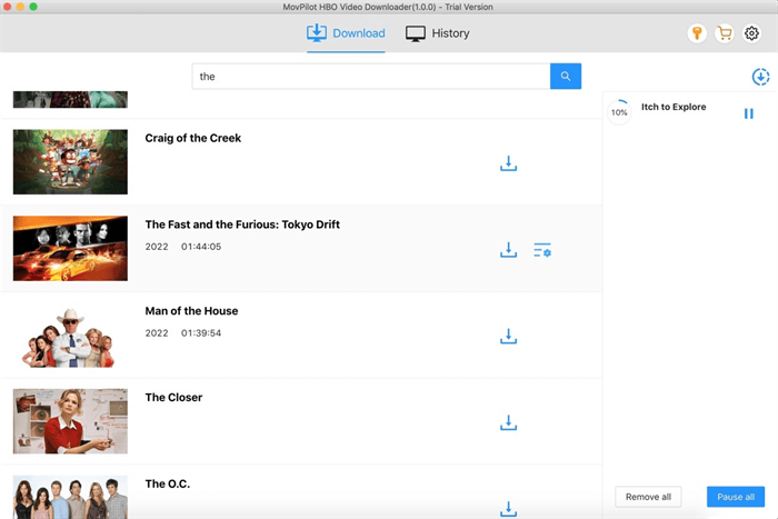 Downloading Process on MovPilot