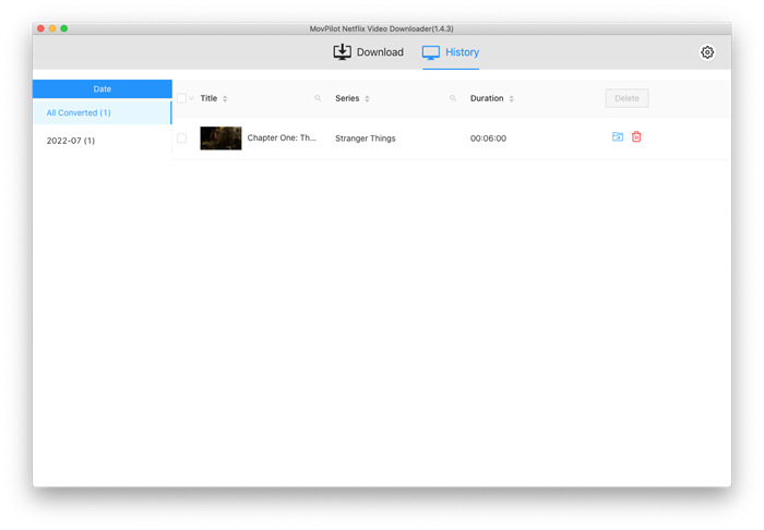 Netflix Download History on MovPilot
