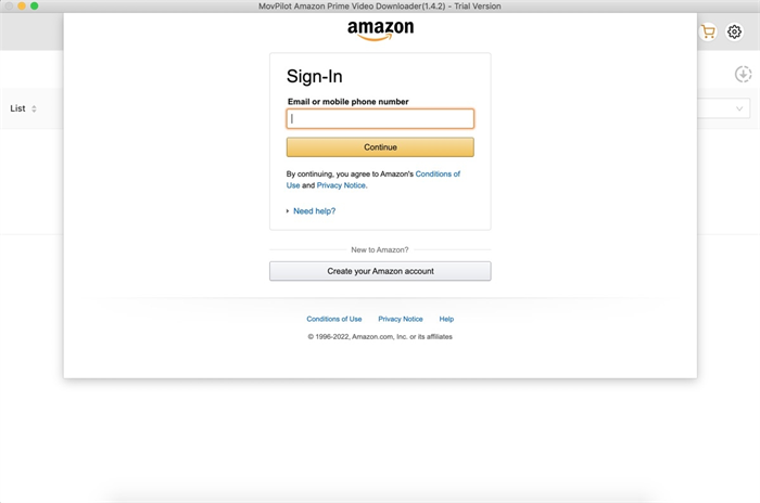 Log into Amazon Account on MovPilot