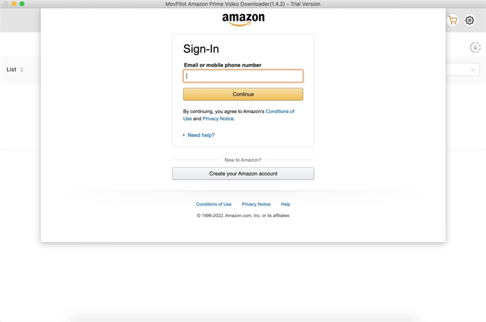  Log into Amazon on MovPilot