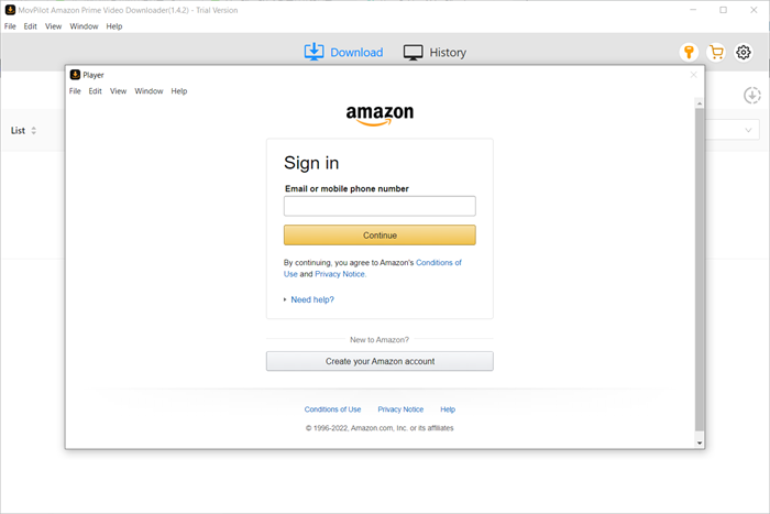 Log Into Amazon on MovPilot