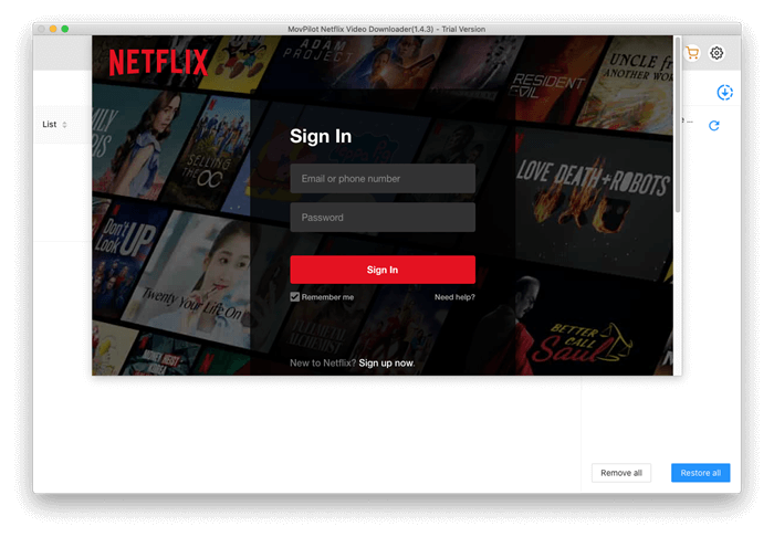 Log into Netflix Account on MovPilot