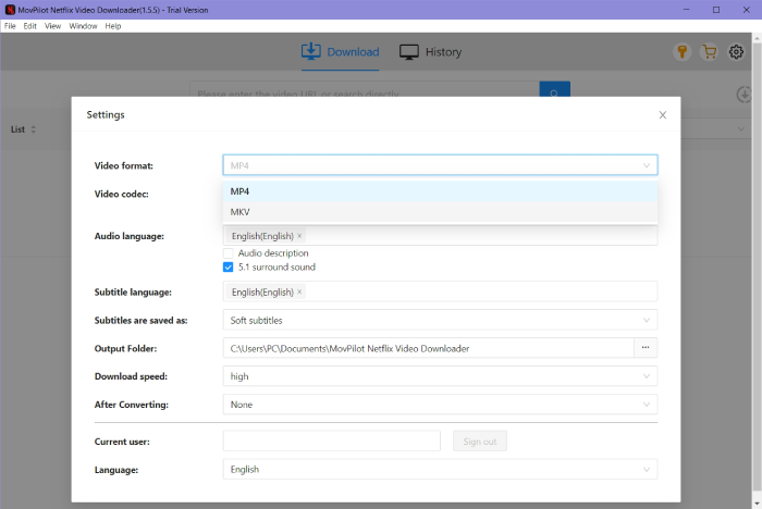 Set up Output Settings