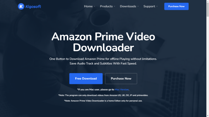 Product Page of Kigo Amazon Prime Video Downloader