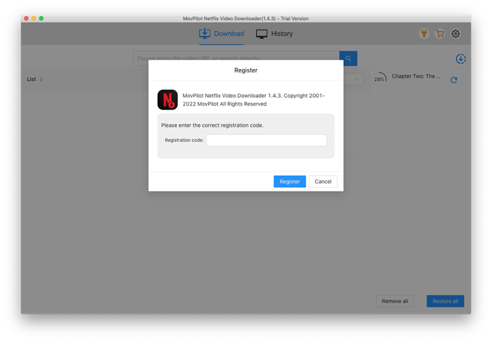 Register MovPilot Netflix Video Downloader