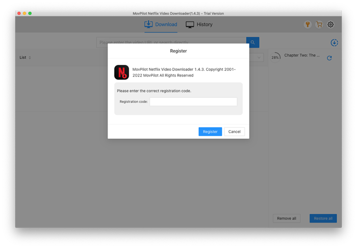 ลงทะเบียน MovPilot Netflix Video Downloader