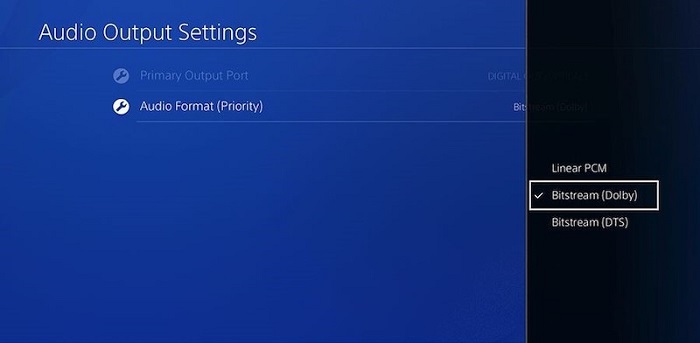 Set Dolby Atmos on PS4