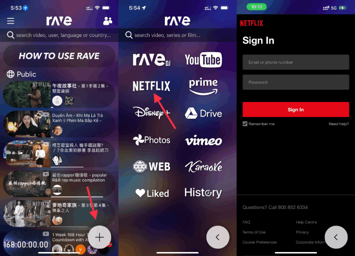 Sign into Netflix on Rave