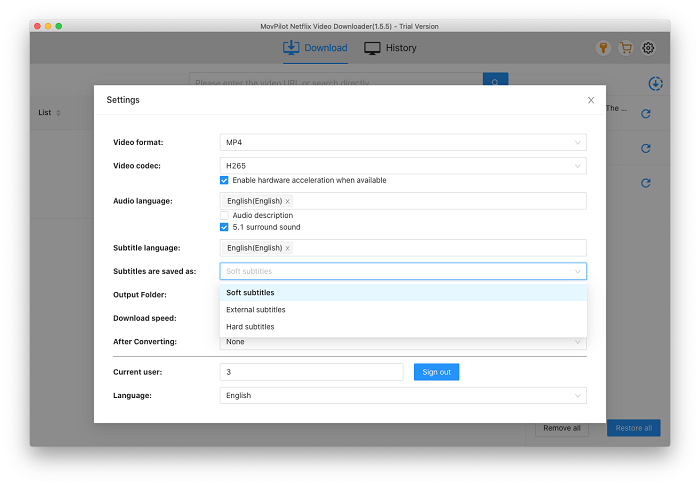 Select Subtitle Type from Settings