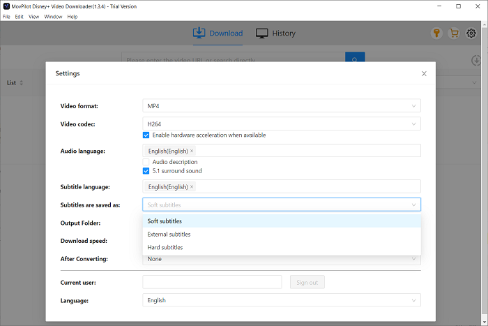 Select Subtitle Language from Settings