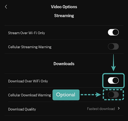 ปิดการดาวน์โหลดผ่าน Wi-Fi เฉพาะบน HBO Max