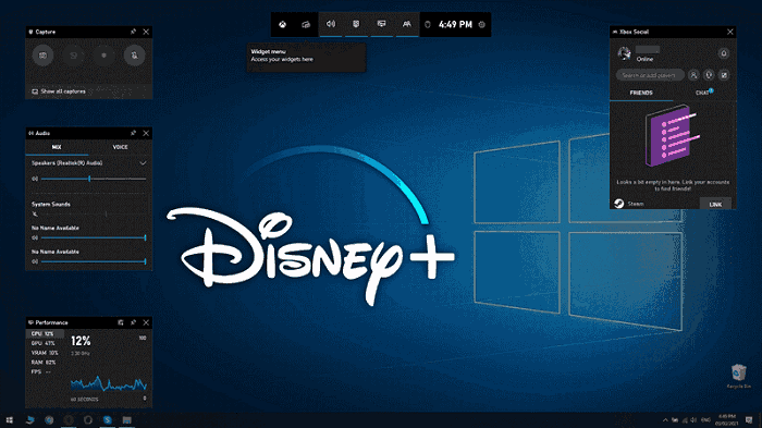 Recording Disney with Xbox Game Bar